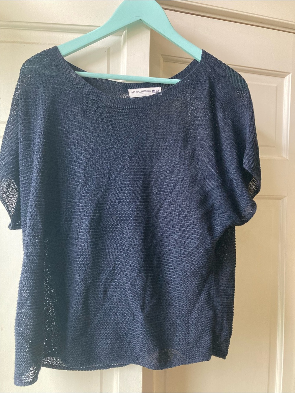 Lightweight Navy Knit Ines De La Fressange Short-Sleeve Top